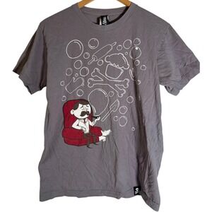 Johnny Cupcakes Men's Winston Dog Bubbles Short Sleeve T shirt Gray Medium
